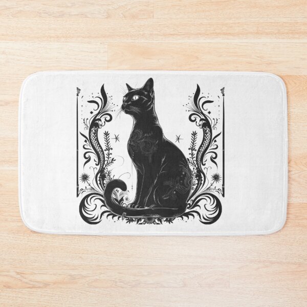 Item preview, Gothic Black Cat with Ornamental Frame designed and sold by AlexLineArt.