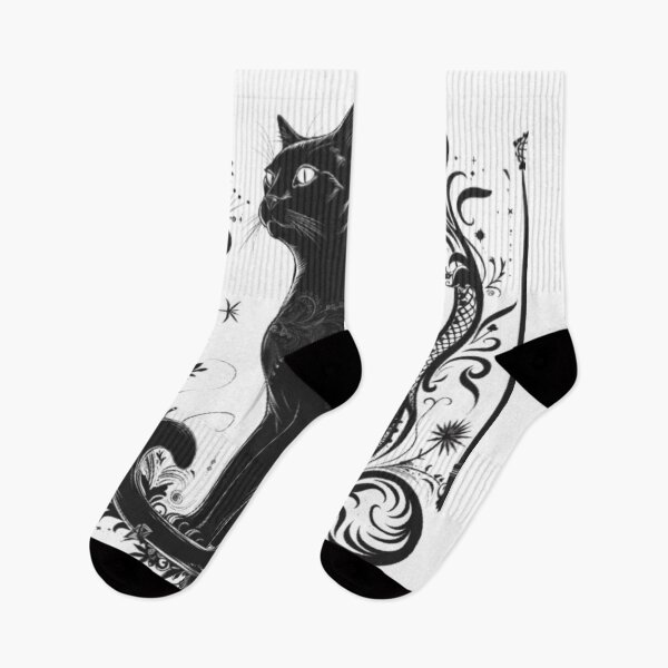 Item preview, Gothic Black Cat with Ornamental Frame designed and sold by AlexLineArt.