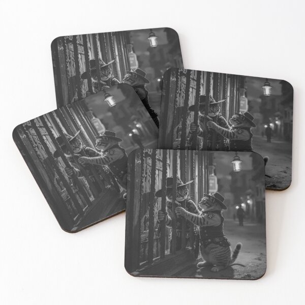 Item preview, Sheriff Cats in Jail – Cinematic Wild West Scene Illustration designed and sold by KaryaVisionSTR.