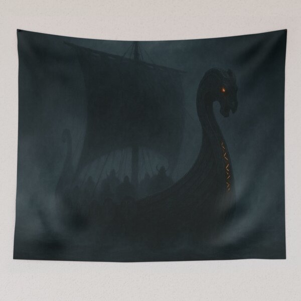 Item preview, Ghostly Viking Longship in the Mist designed and sold by NorseDrip.