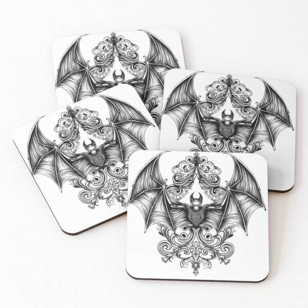 Item preview, Gothic Bat with Ornamental Frame designed and sold by AlexLineArt.