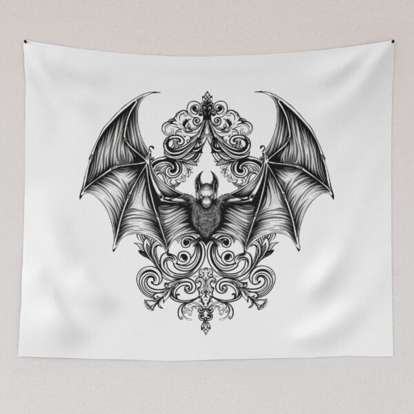 Item preview, Gothic Bat with Ornamental Frame designed and sold by AlexLineArt.