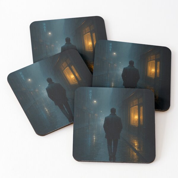Item preview, Lonely Man Walking in Rain – Cinematic Urban Night Scene designed and sold by AMAOZ.