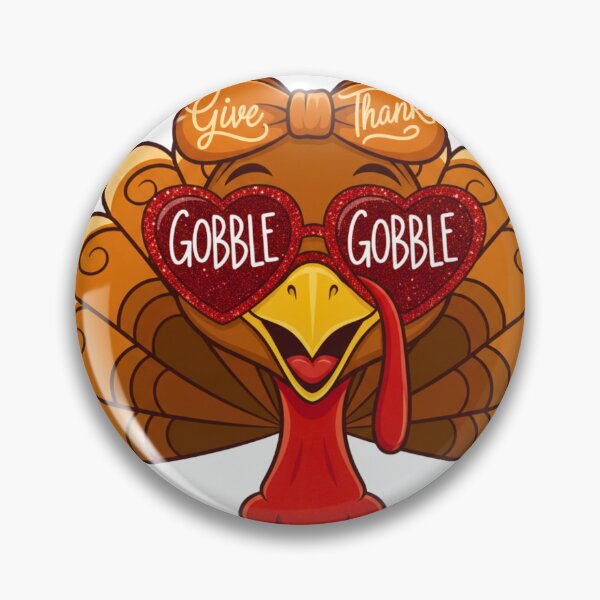 Item preview, Cute Turkey Face with Gobble Gobble Sunglasses and Give Thanks Bow – Funny Thanksgiving designed and sold by SlocifieShop.