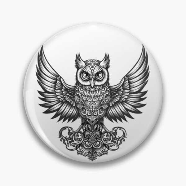 Item preview, Gothic Owl with Ornamental Wings designed and sold by AlexLineArt.