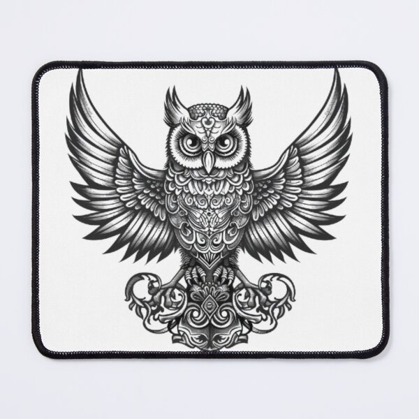 Item preview, Gothic Owl with Ornamental Wings designed and sold by AlexLineArt.