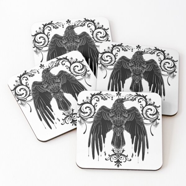 Item preview, Gothic Raven with Ornamental Wings designed and sold by AlexLineArt.