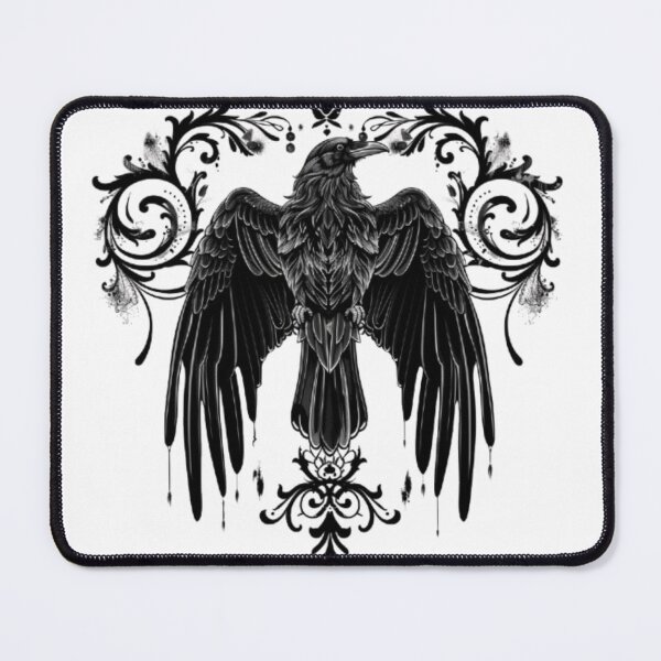 Item preview, Gothic Raven with Ornamental Wings designed and sold by AlexLineArt.