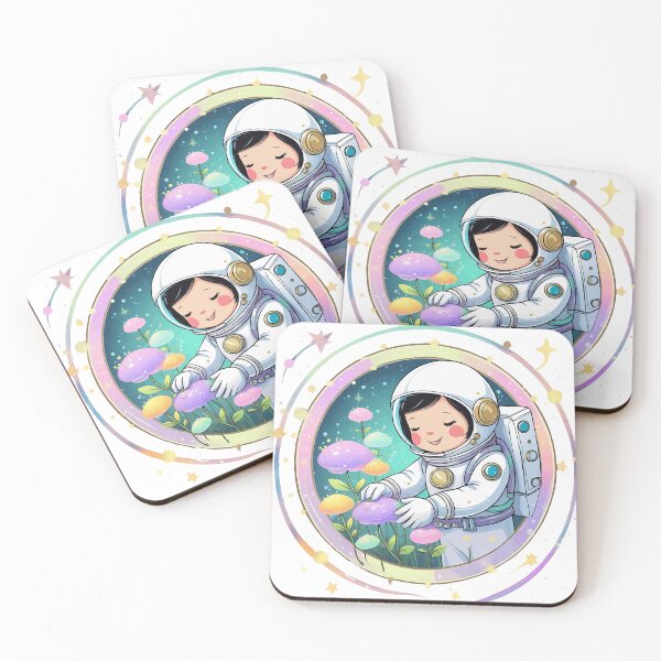 Item preview, Cute Space Girl with Mushrooms – Dreamy Astronaut Illustration designed and sold by pehhappy.