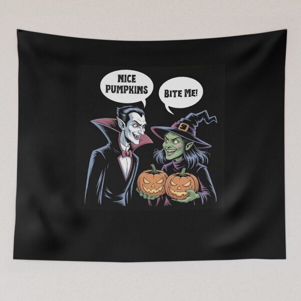 Item preview, Nice Pumpkins - Vampire & Witch Halloween Tee designed and sold by Snark Town Tees.