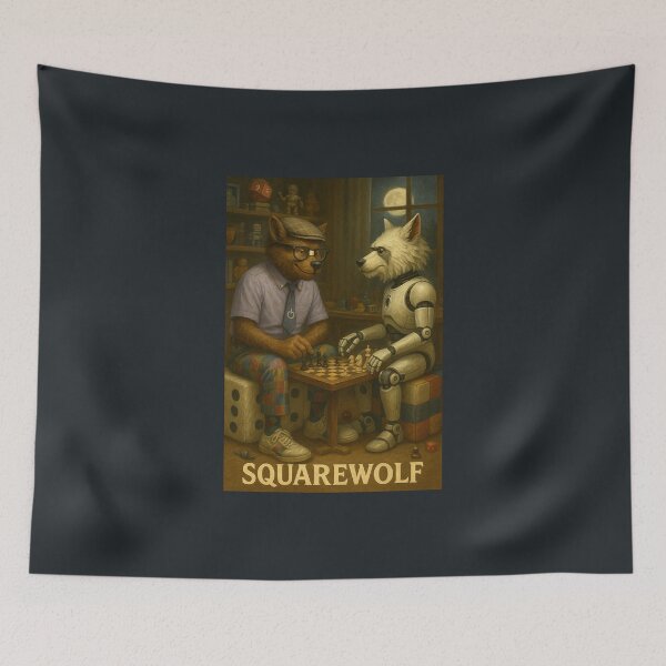 Item preview, Squarewolf Playing Chess with His Robot Werewolf designed and sold by Tridentulus.