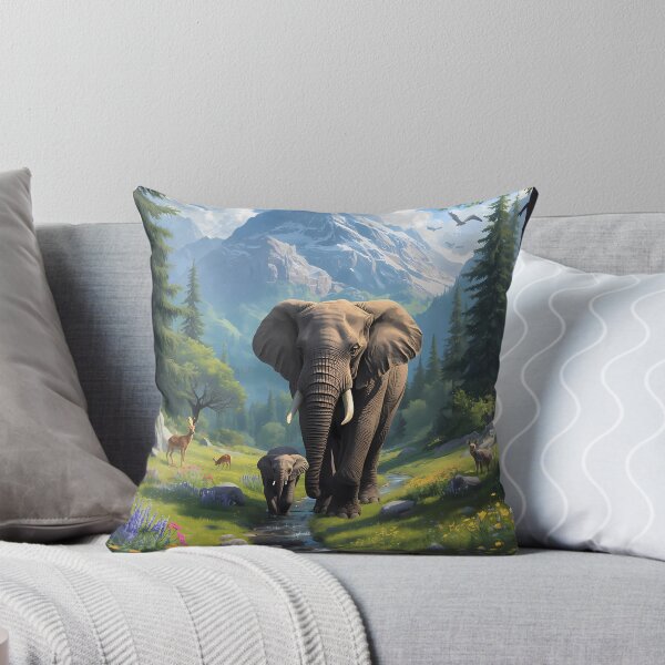 Item preview, Majestic Elephants in a Mountain Paradise designed and sold by TrendThreadsfor.