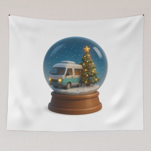 Item preview, Snow Globe with Camper Van and Christmas Tree designed and sold by Canvations.