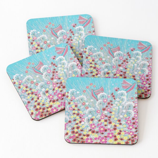 Item preview, Forever Together - contemporary hummingbird abstract flowers designed and sold by ElisaTruemanArt.