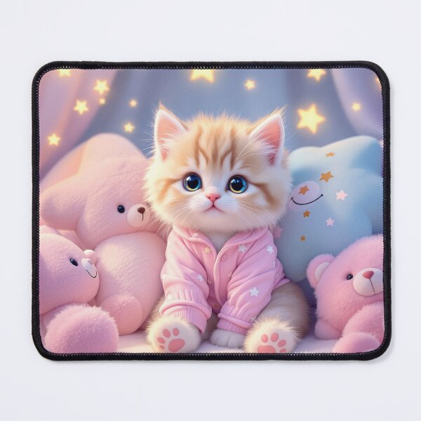 Item preview, Kawaii Cozy Cat – Fluffy Kitten in Pastel Pajamas Illustration designed and sold by KaryaVisionSTR.