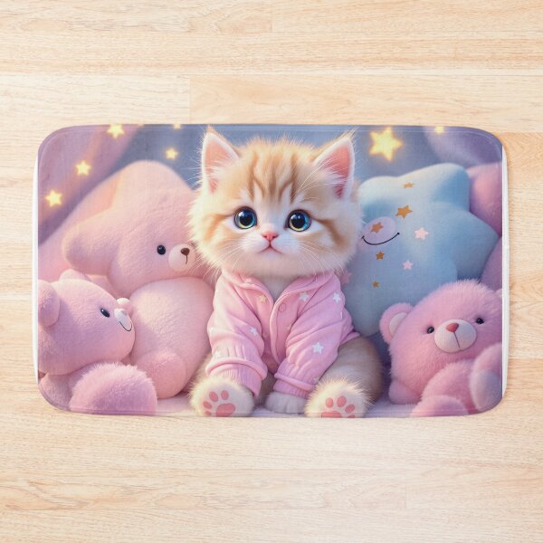 Item preview, Kawaii Cozy Cat – Fluffy Kitten in Pastel Pajamas Illustration designed and sold by KaryaVisionSTR.