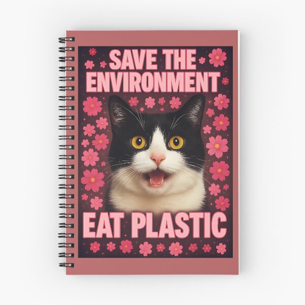 Item preview, Save the Environment Eat Plastic Funny Cat Meme designed and sold by LunaSpellStudio.