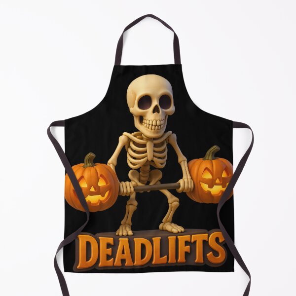 Item preview, Esqueleto levantando pesas, texto: 'Pesos muertos', divertida combinación de fitness para Halloween. designed and sold by Canvations.
