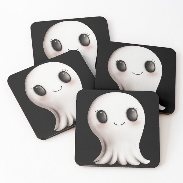 Item preview, Ghost, Cute Halloween Ghost Smiling designed and sold by FernLiz.