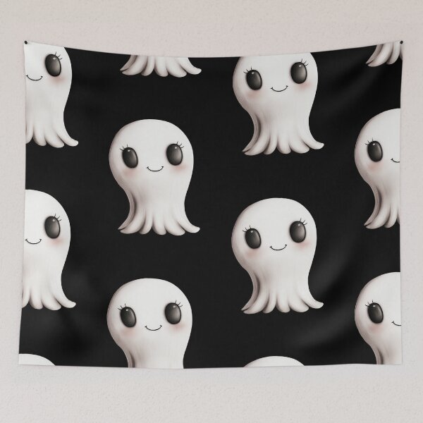 Item preview, Ghost, Cute Halloween Ghost Smiling designed and sold by FernLiz.