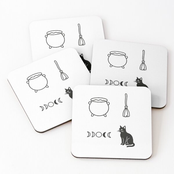 Item preview, Witch’s Tools – Minimalist Black Cat & Moon Phases Design designed and sold by Hot Cool Awesome.