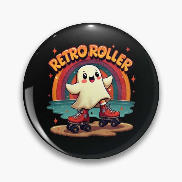 Item preview, Retro Roller Skating Ghost with Rainbow designed and sold by ArtDesignTp.