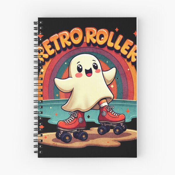 Item preview, Retro Roller Skating Ghost with Rainbow designed and sold by ArtDesignTp.