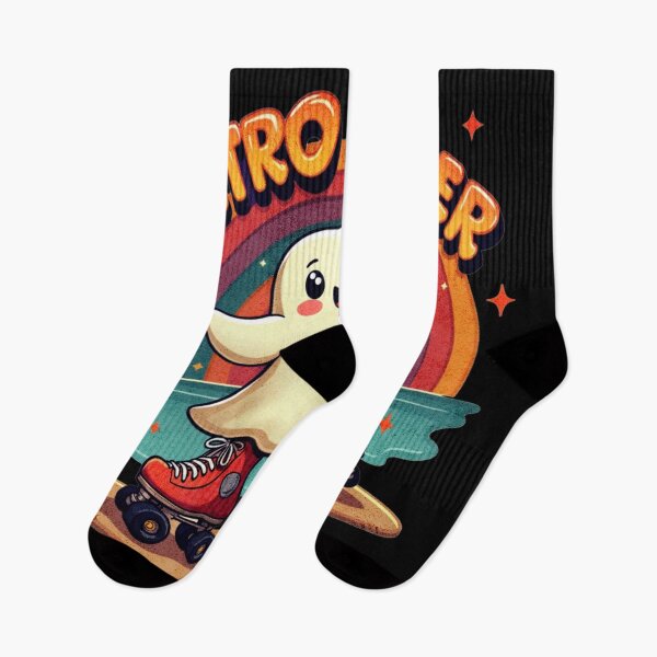 Item preview, Retro Roller Skating Ghost with Rainbow designed and sold by ArtDesignTp.