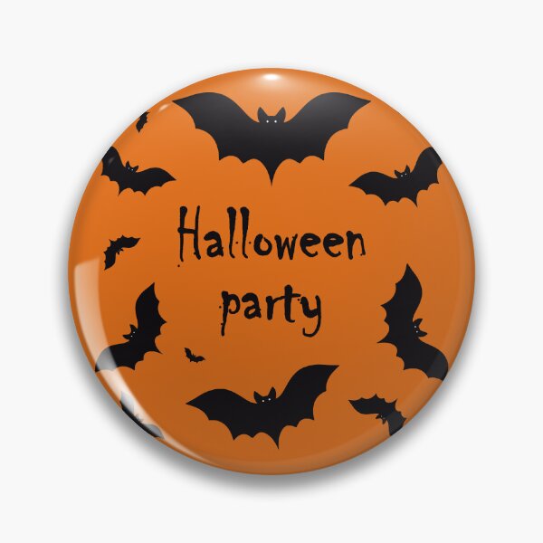 Item preview, The inscription "Halloween party" with black bats on an orange background designed and sold by Cherevan.