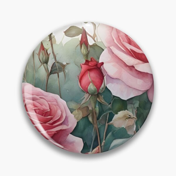 Item preview, Watercolor Garden with Red Rose Buds designed and sold by Ciervo Primavera.