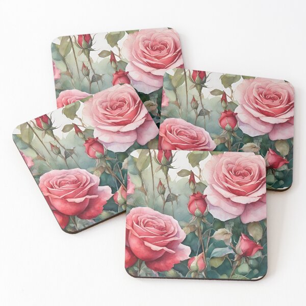 Item preview, Watercolor Garden with Red Rose Buds designed and sold by Ciervo Primavera.