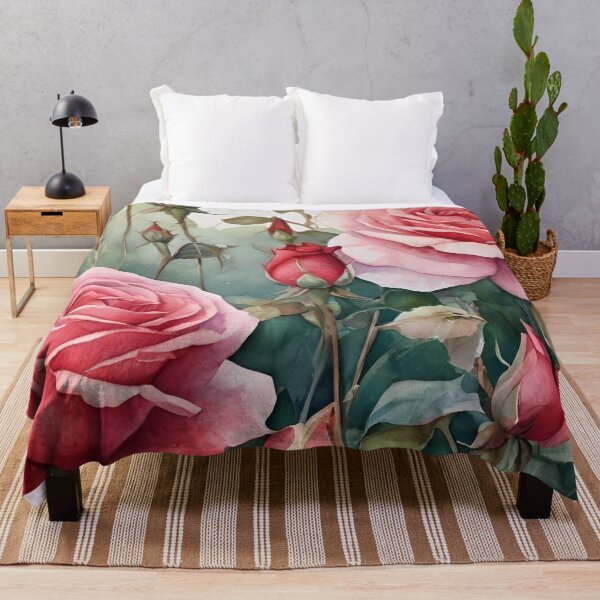 Item preview, Watercolor Garden with Red Rose Buds designed and sold by Ciervo Primavera.