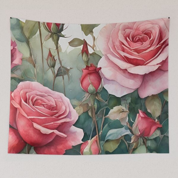 Item preview, Watercolor Garden with Red Rose Buds designed and sold by Ciervo Primavera.