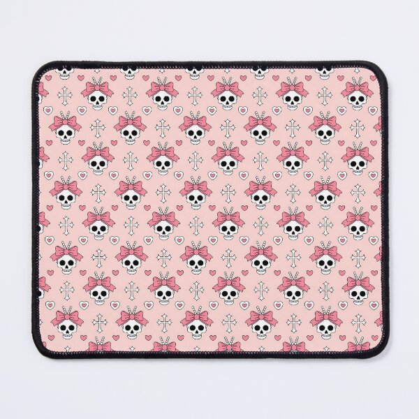Item preview, Dark romance pink skulls and bows coquette pattern designed and sold by FatBirdie.
