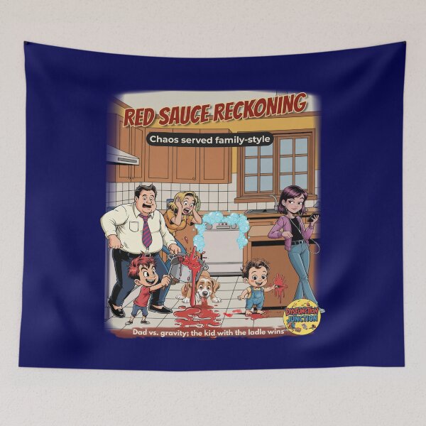 Item preview, Red Sauce Reckoning — Kitchen Chaos Cartoon (Dysfunction Junction) designed and sold by GENX-AUTISM-DAD.