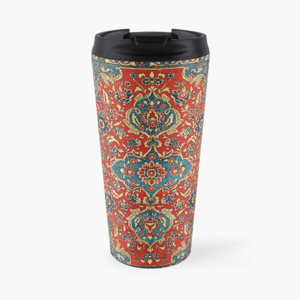 Dorasht Antique Floral Persian Carpet Print Travel Mug
