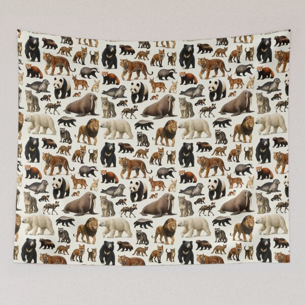 Item preview, Animals of Order Carnivora Retro Illustration Chart Carnivore designed and sold by kakarikihill.