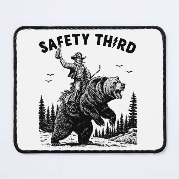 Item preview, Safety Third Cowboy Bear Riding Graphic – Vintage Western designed and sold by OnaraDesign.