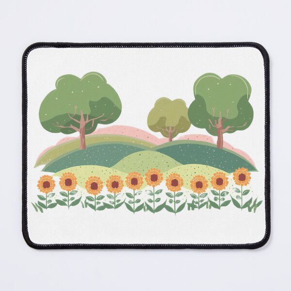 Item preview, Peaceful Sunflower Landscape Illustration designed and sold by TrendThreadsfor.
