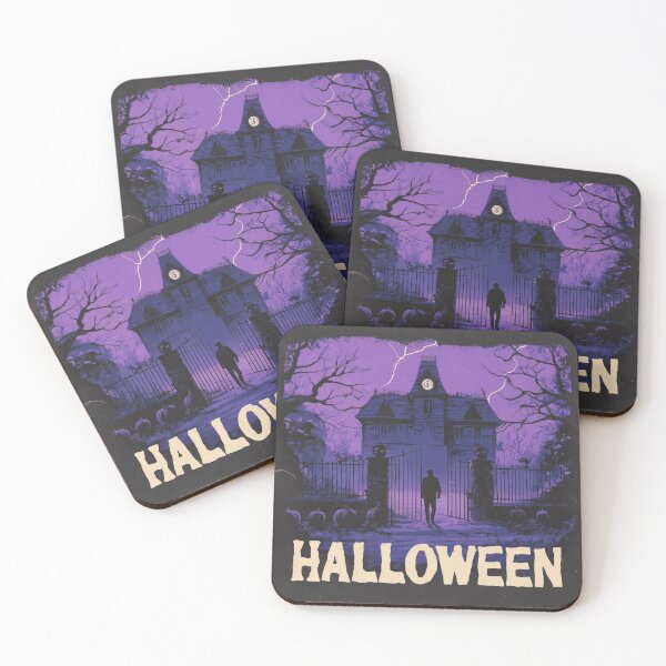 Item preview, Haunted Mansion Gate under Purple Halloween Sky designed and sold by kotjapuhouse.