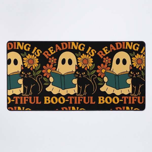 Item preview, Ghost Reading with Black Cat and Flowers designed and sold by jourify.