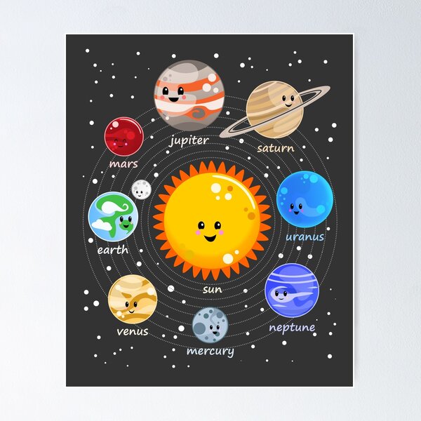 Solar system happy Kawaii style Poster for Sale by Krokoneil