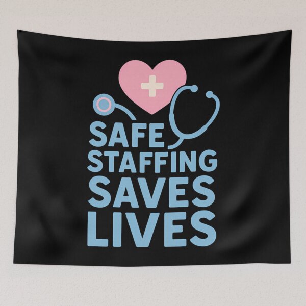 Item preview, Safe Staffing Saves Lives  Cute Pastel Nurse Support T-Shirt designed and sold by Lacy2Donne.