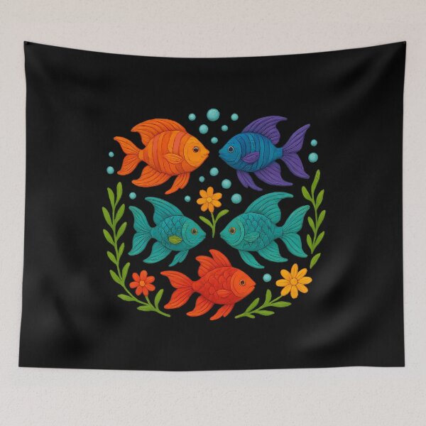 Item preview, School Of Colourful Embroidered Fish designed and sold by Lacy2Donne.