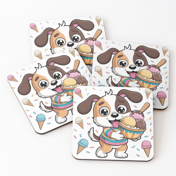 Item preview, Cute Puppy with Ice Cream – Kawaii Dog and Dessert Design designed and sold by PENLEAF DESIGNS.