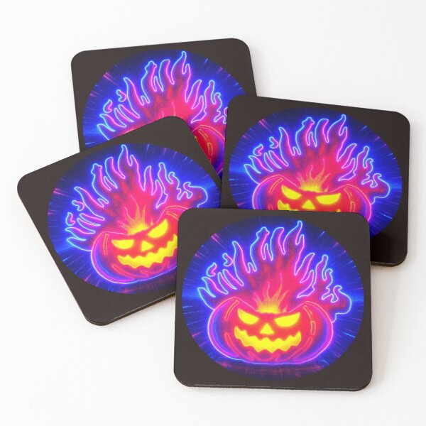 Item preview, Neon Flaming Pumpkin – Glowing Halloween Jack-O’-Lantern designed and sold by LuckyLunaBoutique.