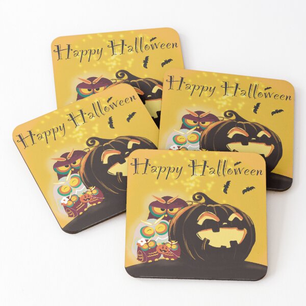 Item preview, Happy Halloween- Boomiya Owl Family with Pumpkin Lantern designed and sold by Boomiya.