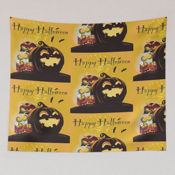 Item preview, Happy Halloween- Boomiya Owl Family with Pumpkin Lantern designed and sold by Boomiya.