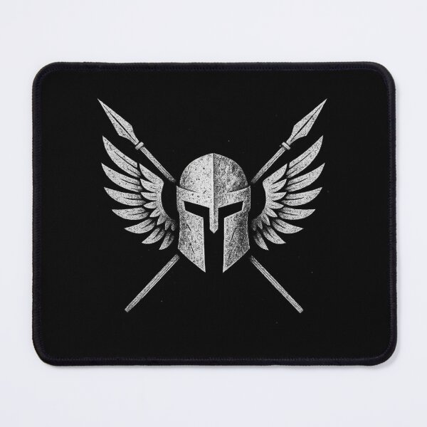 Item preview, Spartan Warrior Helmet with Wings and Spears – Vintage Grunge Battle Emblem designed and sold by Charisma Enigma.