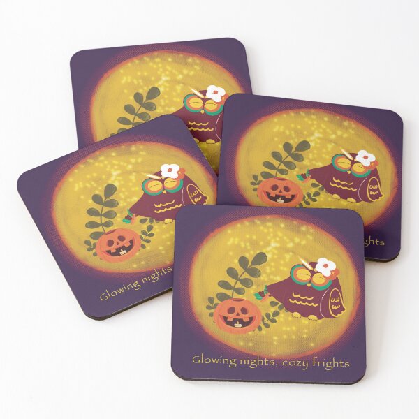 Item preview, Glowing Nights Cozy Frights- Cute Halloween Owl with Pumpkin designed and sold by Boomiya.